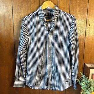 Nautica Mens Small Checkered Gingham Button Down Long Sleeve Shirt Casual